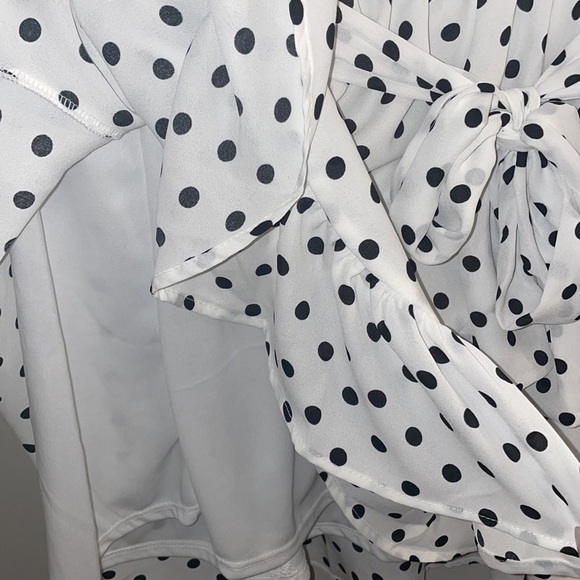 NWT White Birch Polka-Dots Wrap Mini Skirt Women Small Retro Classic Ruffles Bow - Picture 6 of 7